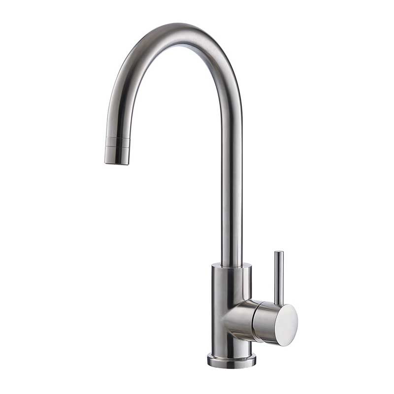 Solid Stainless Steel Kitchen Sink Faucet High Arc Single Lever