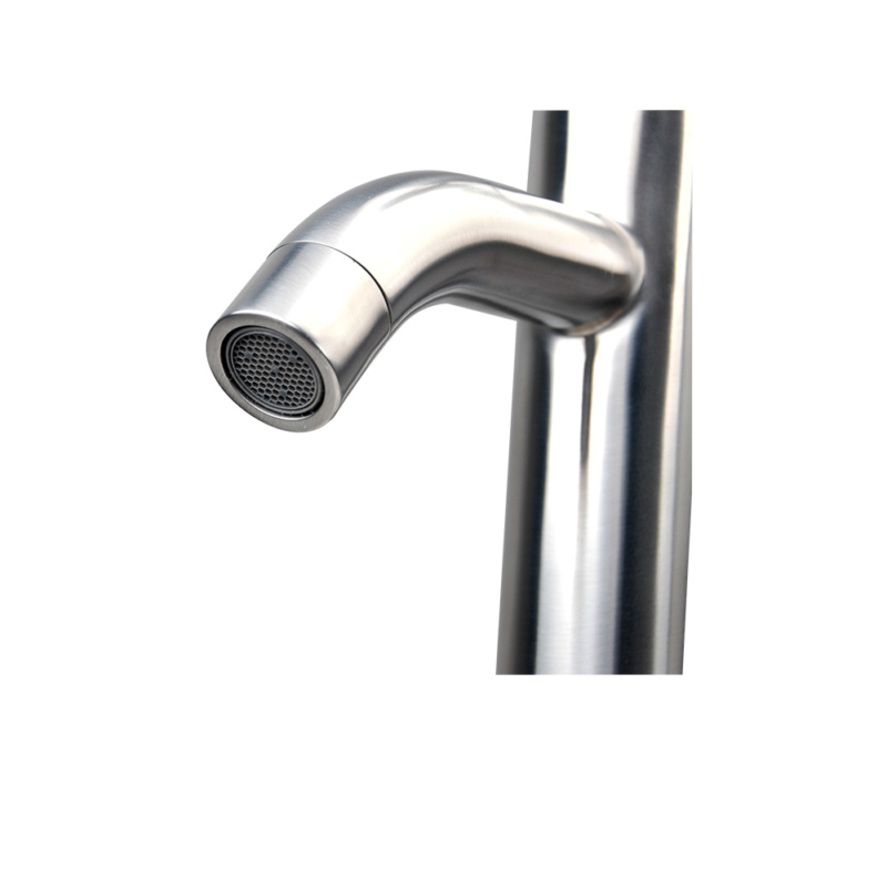 brushed stainless steel tall bathroom faucet