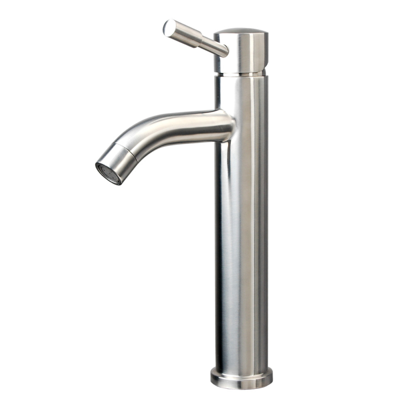 Stainless steel single handle tall bathroom faucet