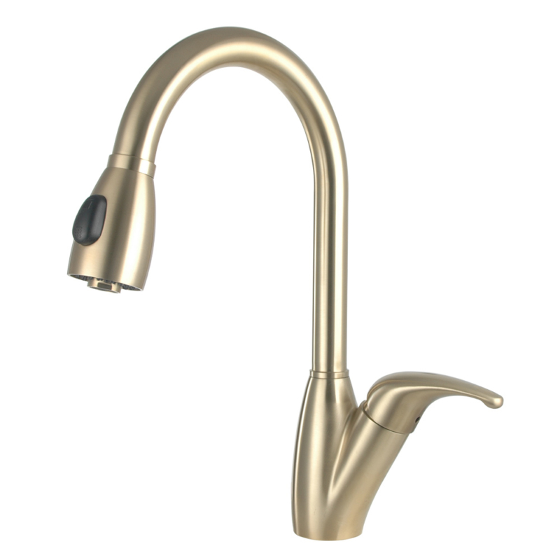 stainless steel gold pull down kitchen faucet