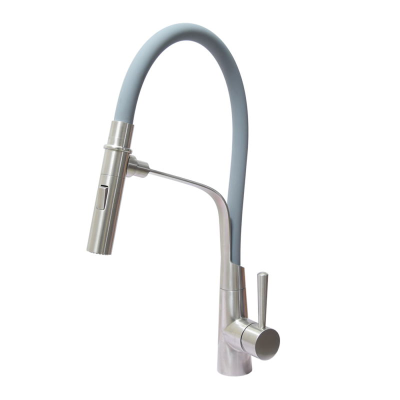 Tivoli Kitchen Faucet , Pulldown -,Stainless Steel,Grey Hose