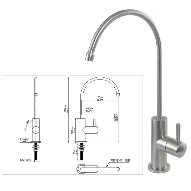 reverse osmosis faucet stainless steel