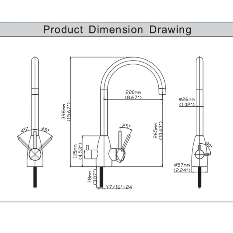 3 way sink mixer