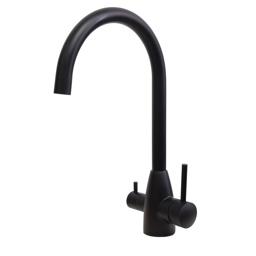 JIEBAO 3-Way Black Kitchen Faucet With Integrated Water Filter Tap - Pull Out