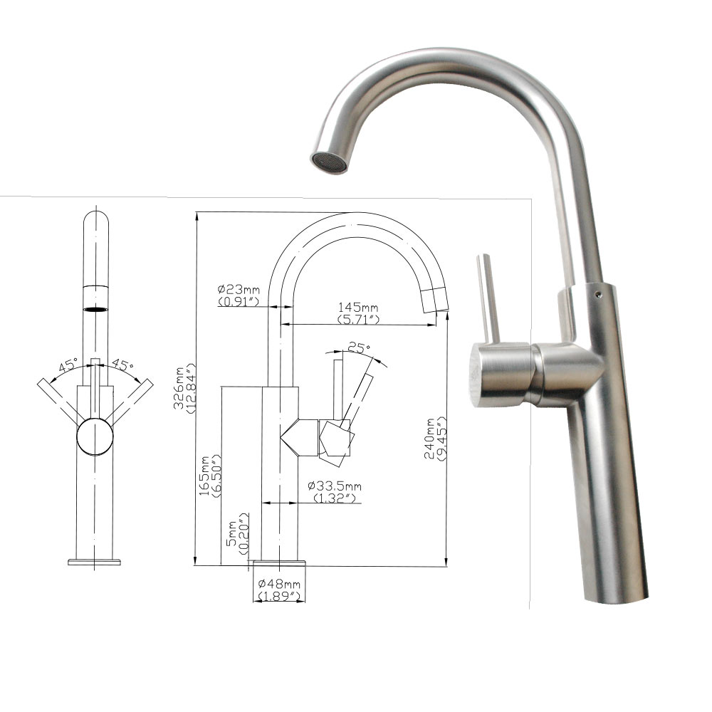 Ss316 Stainless Steel Marine Galley Faucet Stainless Steel Faucets
