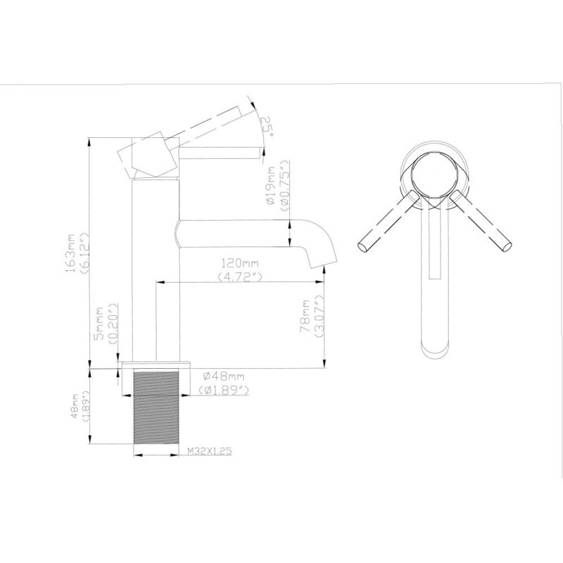 size of small faucet