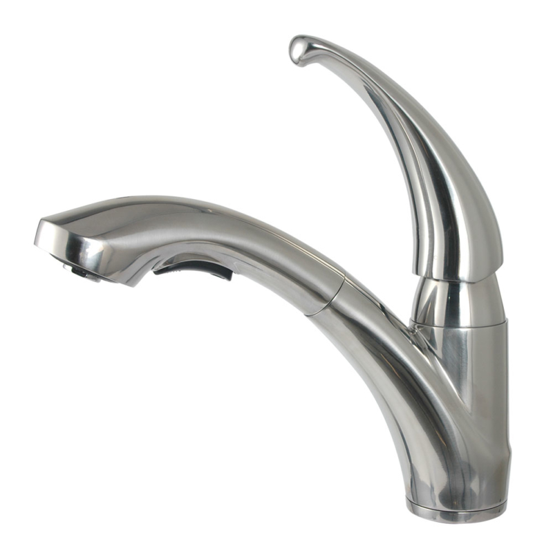 Fuscaldo high end pull out kitchen faucet, polished stainless steel