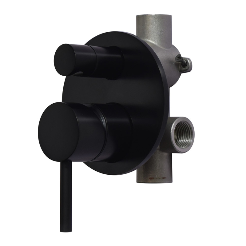 Round trim set with conceal shower valve in matte black