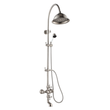 Traditional exposed shower set, Solid stainless steel, with classic head shower, cradled hand shower and classic bath shower