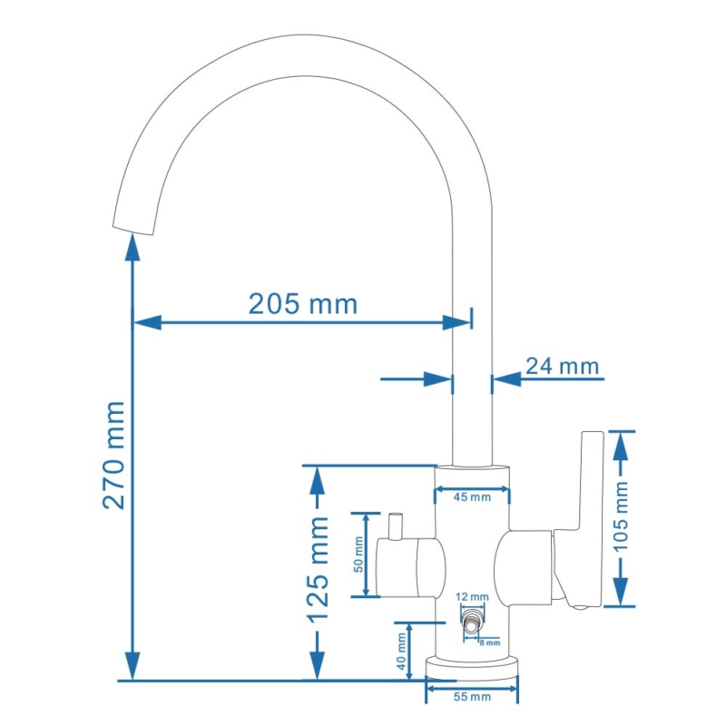 size of alkaline water faucet