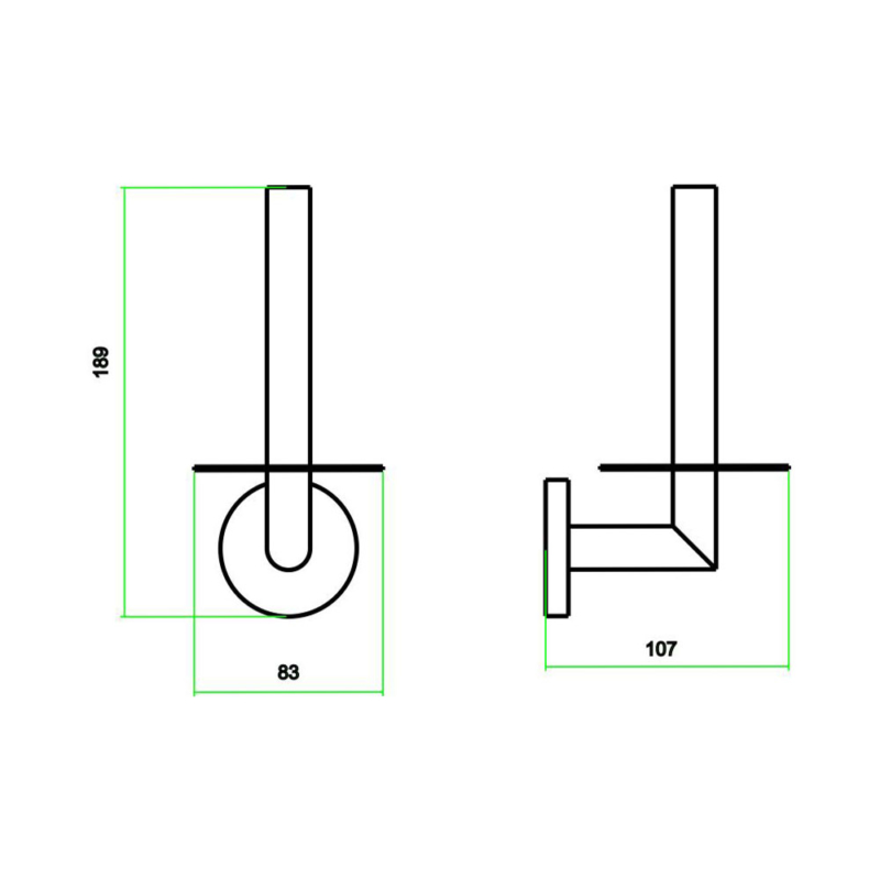 size of wall mounted vertical toilet roll holder