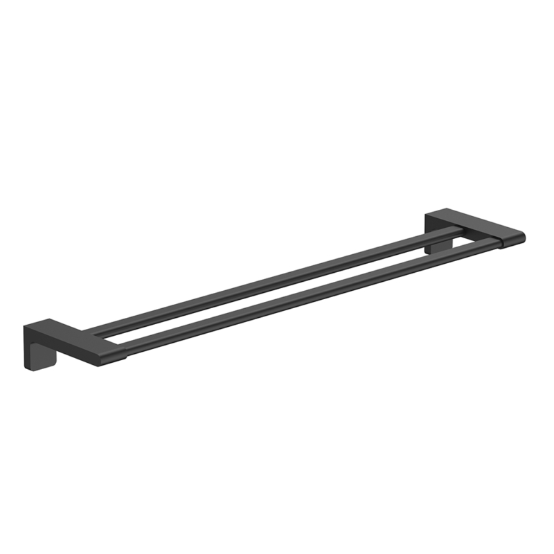Stainless steel matte black double towel rail