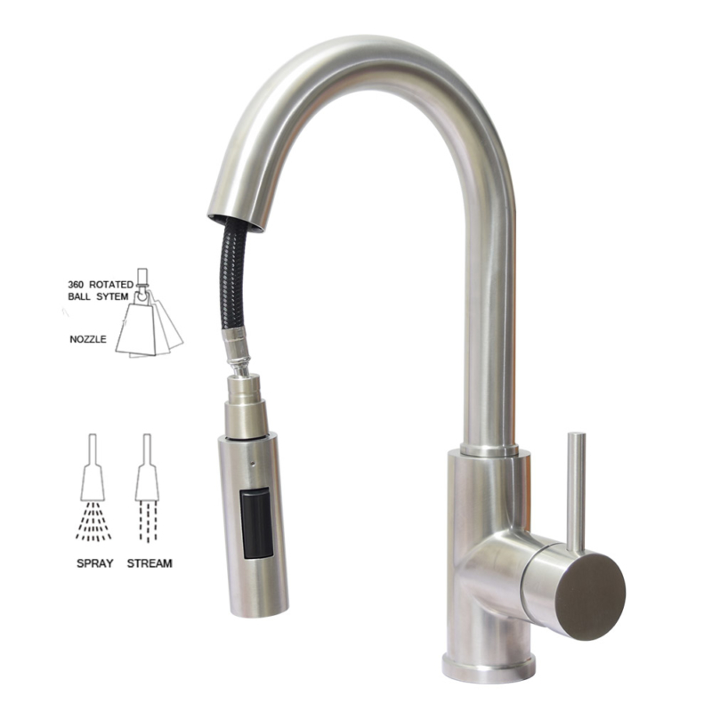 pull down sprayer faucet, stainless steel