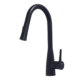 Stainless steel sleek matte black kitchen faucet with sprayer