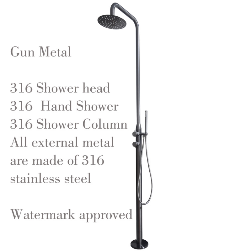 Sento luxury Marin grade 316 stainless steel outdoor shower faucet 2 in 1, Gun metal