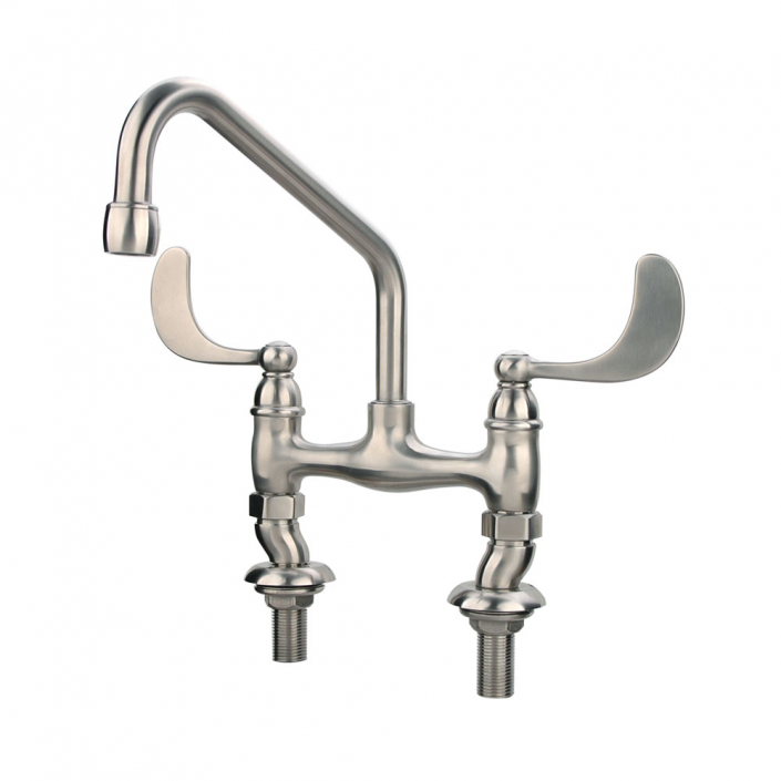 Stainless Steel deck Mount Scrub Sink Faucet with swival Spout and wrist action handles