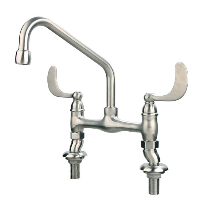 Stainless Steel deck Mount surgical sink faucet with swival Spout and wrist action handles