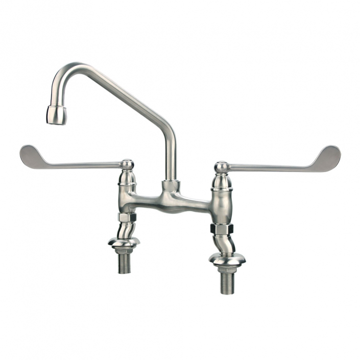 Stainless Steel deck Mount surgical sink faucet with swival Spout and wrist blade handles
