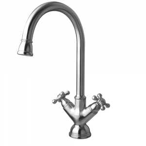 Victorian bar sink mixer with swivel spout and classic cross handles