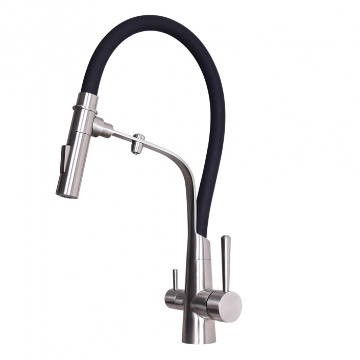 3 way semi pro kitchen faucet with sprayer,stainless steel