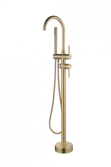 gold freestaind tub filler in stainless steel