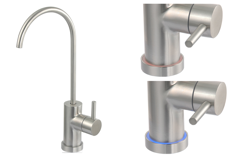 One way stainless steel RO faucet with LED Indicator as time reminder, NSF approved