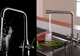 3 way drinking water faucet in solid stainless steel