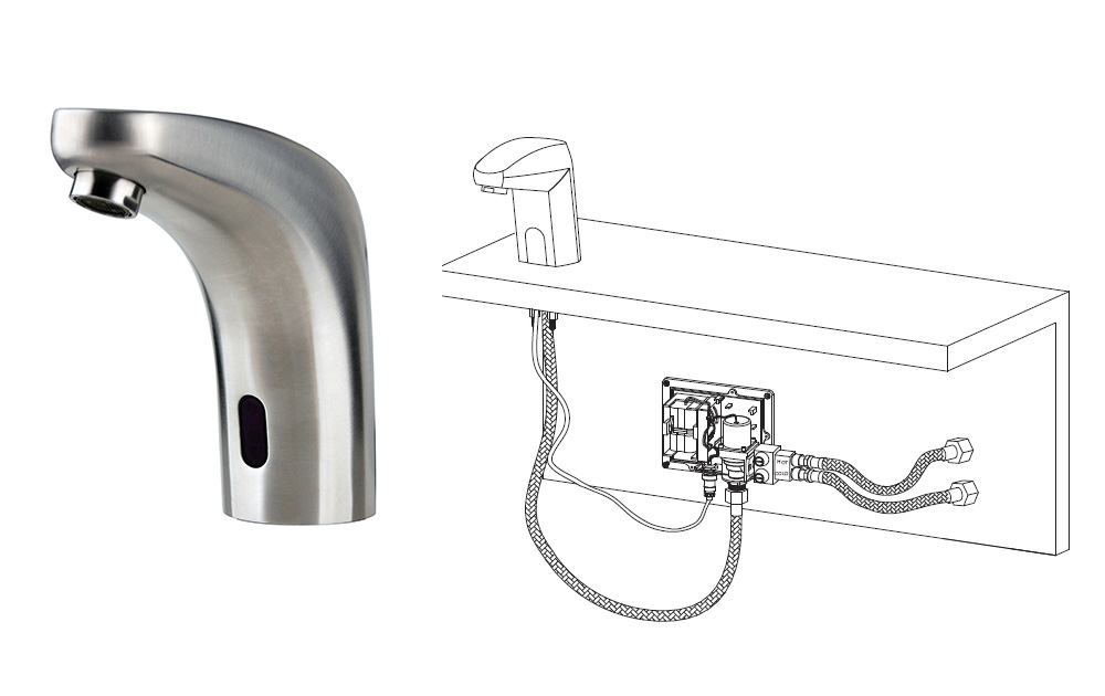 hardwired sensor faucet, stainless steel