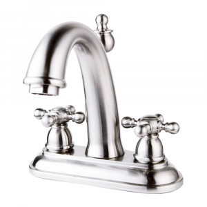 middle arc 4 in centerset bathroom sink faucet, solid stainless steel