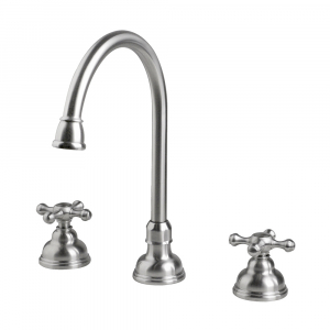 8 to 16 in widespread faucet with gooseneck spout and cross handles,solid stainless steel