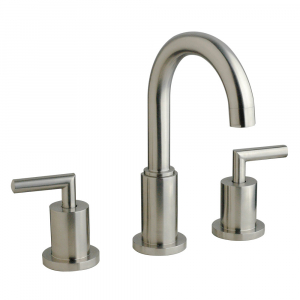 Sleek widespread bathroom faucet with Gooseneck swivel spout, stainless steel