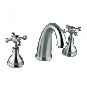 luxury widesread bathroom faucet, stainless steel, with two cross head handles